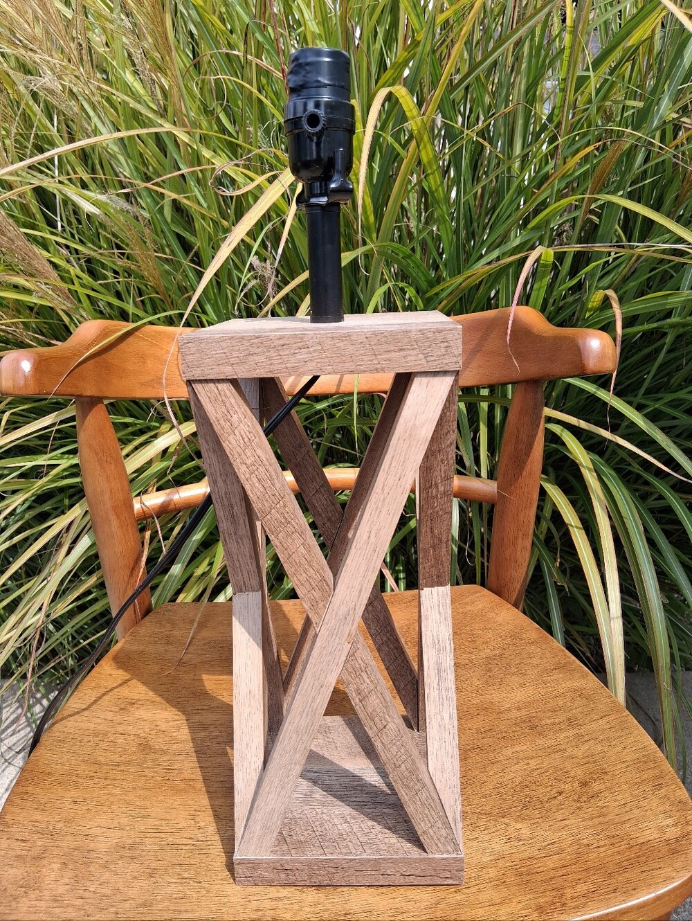 Rustic Wooden Table Lamp Base - Natural Brown